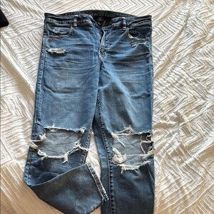 American Eagle Outfitters Women's Ripped Blue Boyfriend Jeans